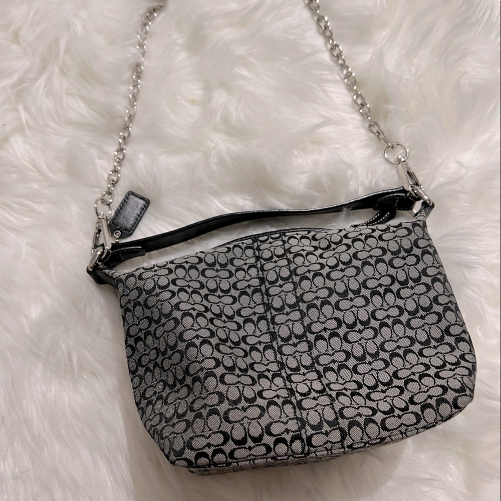 Coach gray and black mini bag with chain